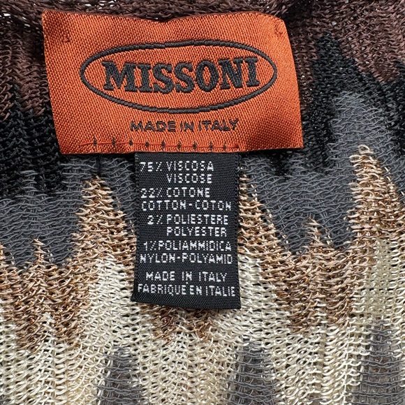 Missoni Zigzag Patterned Scarf - Brown, Cream, Gold & Black